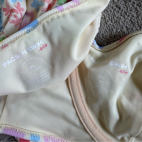 Pacsun bikini set Surf Poppy yellow high rise bottoms swimsuit XL new - Picture 8 of 14